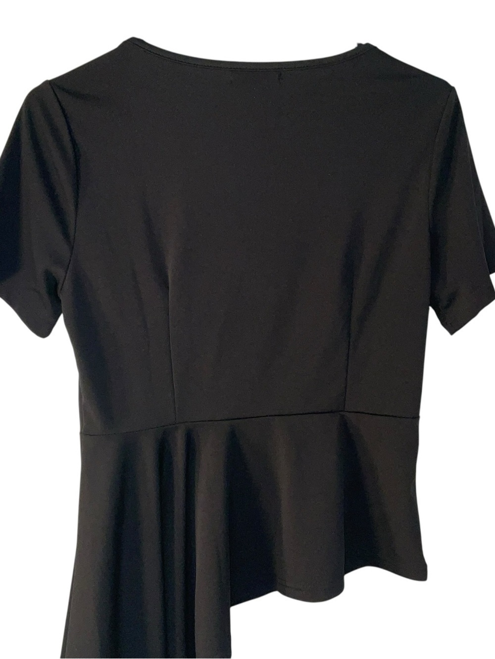 Acevog Black Short-Sleeve Asymmetric Peplum Top - Picture 5 of 6